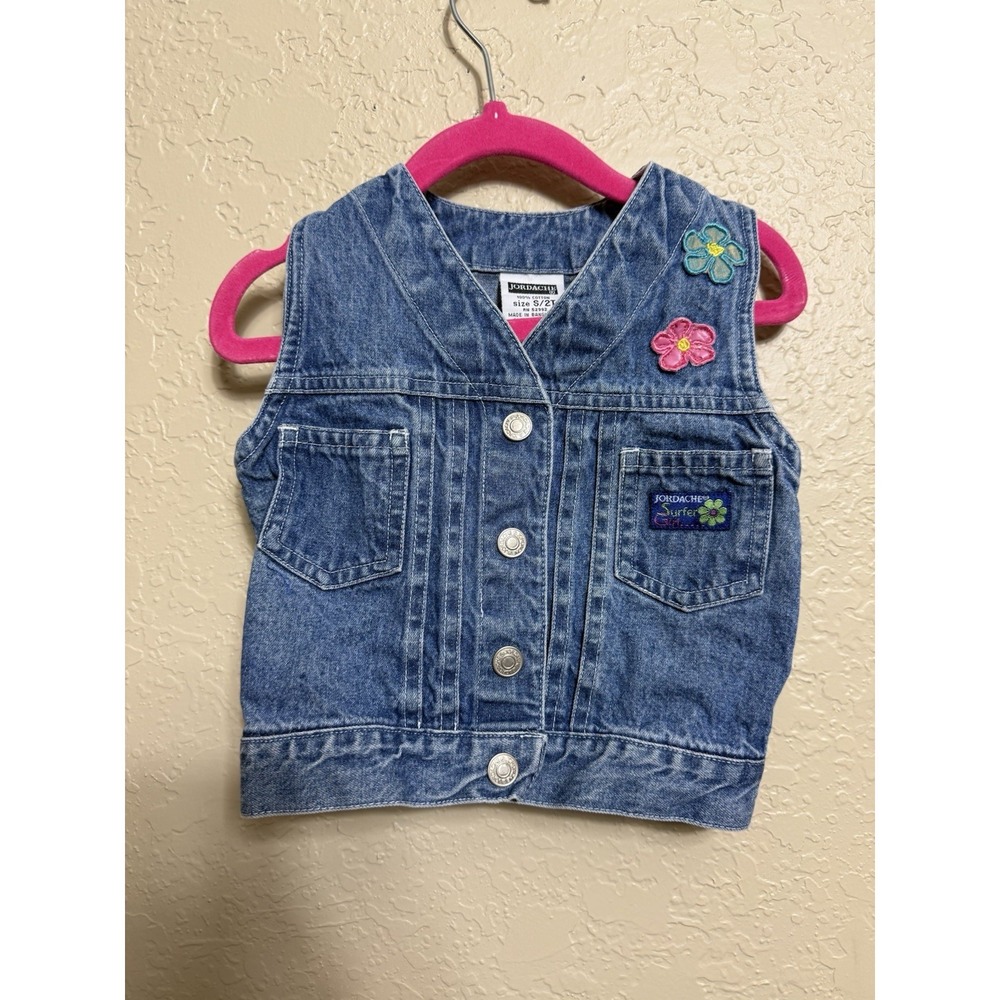 VTG Denim Vest Floral 2T Toddler Girl Jordache Denim 90s Girls Y2K Surfer Girl